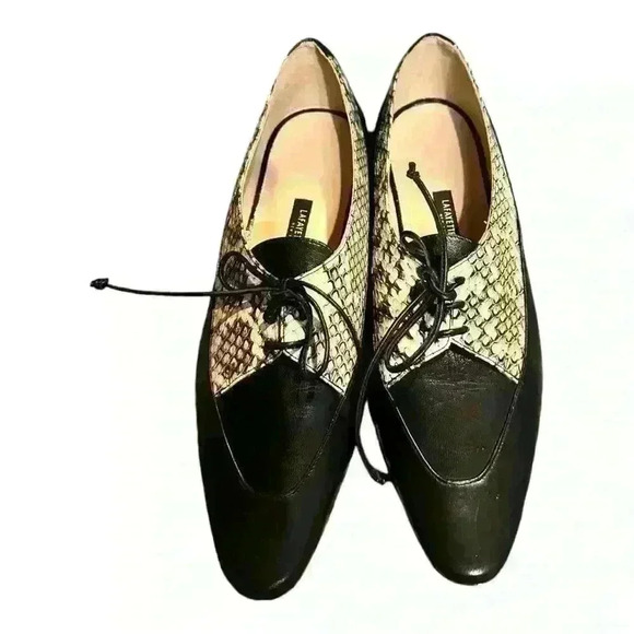Lafayette 148 New York Leather Oxfords w/ Snakeskin Detail – EU 37.5 (US ~7) - Picture 2 of 8